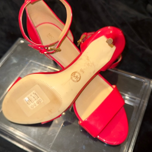 MICHAEL Michael Kors Red Patent Leather Heels with Ankle Strap - Picture 4 of 12